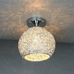 Contemporary Scandinavian Iron Aluminum Weaving Ball 1-light Semi-flush Mount Ceiling Light for Hallway