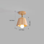 Traditional Japanese Wood Polygon 1/5-light Semi-flush Mount Ceiling Light for Bedroom
