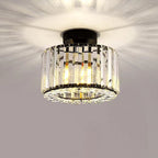 European Luxury Crystal Round Square 1-light Semi-flush Mount Ceiling Light