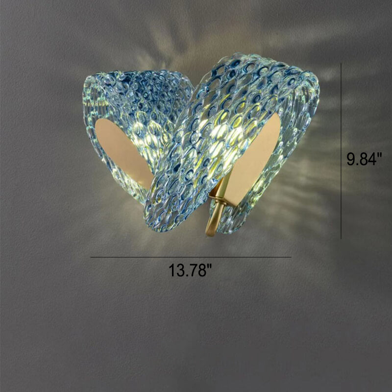 Modern Luxury Blue Floral Glass 2/3 Light Wall Sconce Lamp