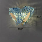 Modern Luxury Blue Floral Glass 2/3 Light Wall Sconce Lamp