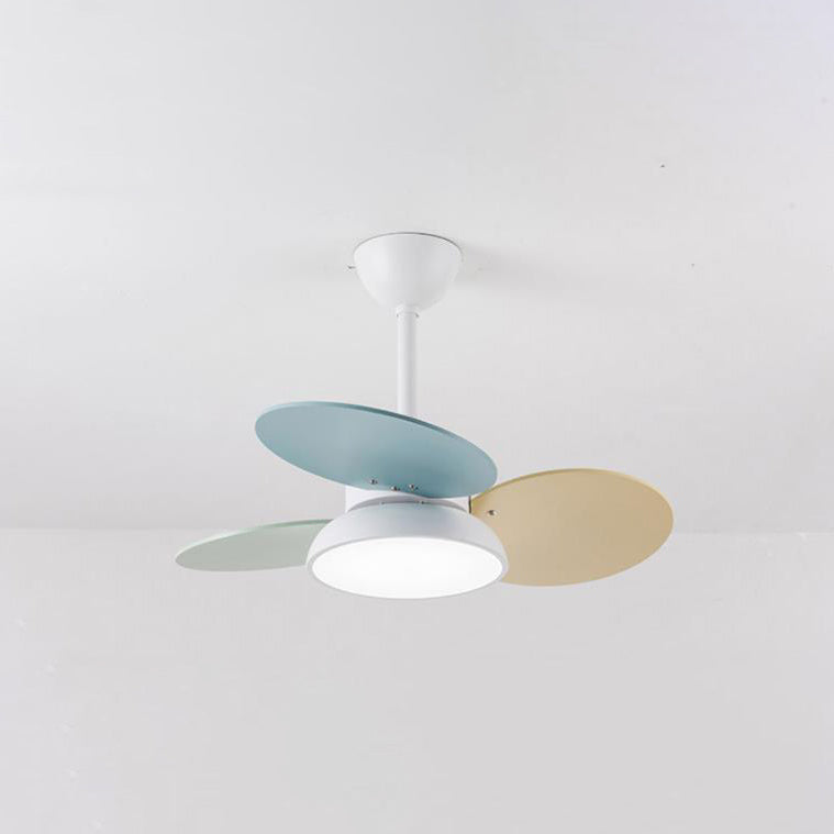 Lumendat Simple Colorful Round Fan Leaf Kids Downrods Ceiling Fan Light Lumendat