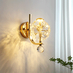 Modern Luxury Metal Iron Stainless Steel Crystal Ball Cylinder 1-Light Wall Sconce Lamp For Bedside Lumendat