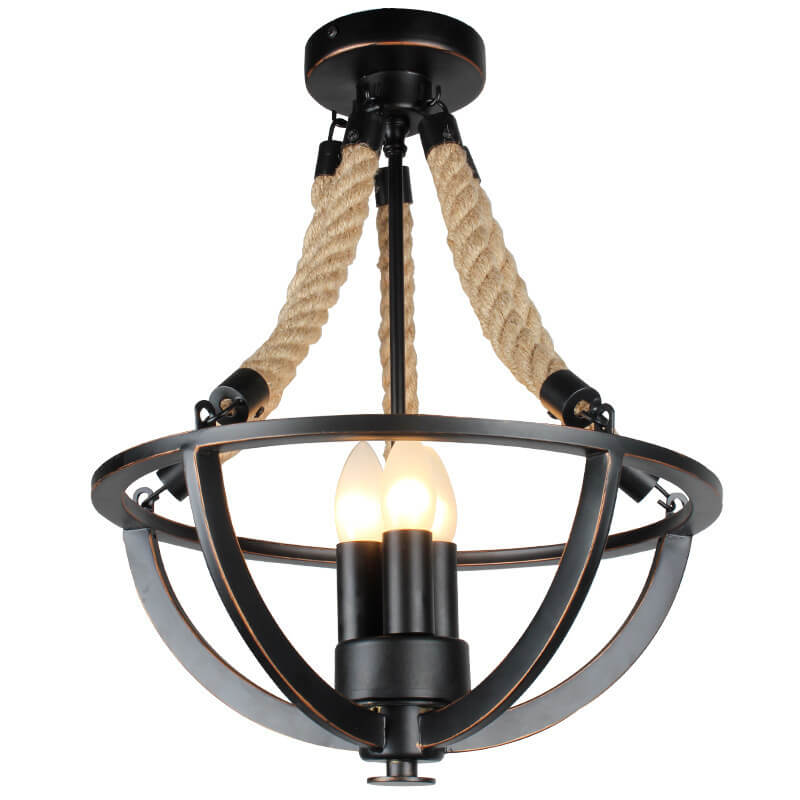Vintage Industrial Iron Twine 3-light Island Light Chandelier