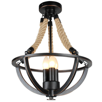 Vintage Industrial Iron Twine 3-light Island Light Chandelier