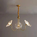 Modern Art Deco Gold Finish Frame Lotus Leaf Glass Shade 3/6-light Chandelier for Living Room Lumendat