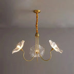 Modern Art Deco Gold Finish Frame Lotus Leaf Glass Shade 3/6-light Chandelier for Living Room Lumendat