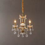 Traditional French Candelabra Flower Iron Crystal 3/6/8 Light Chandelier for Living Room BulbSquare