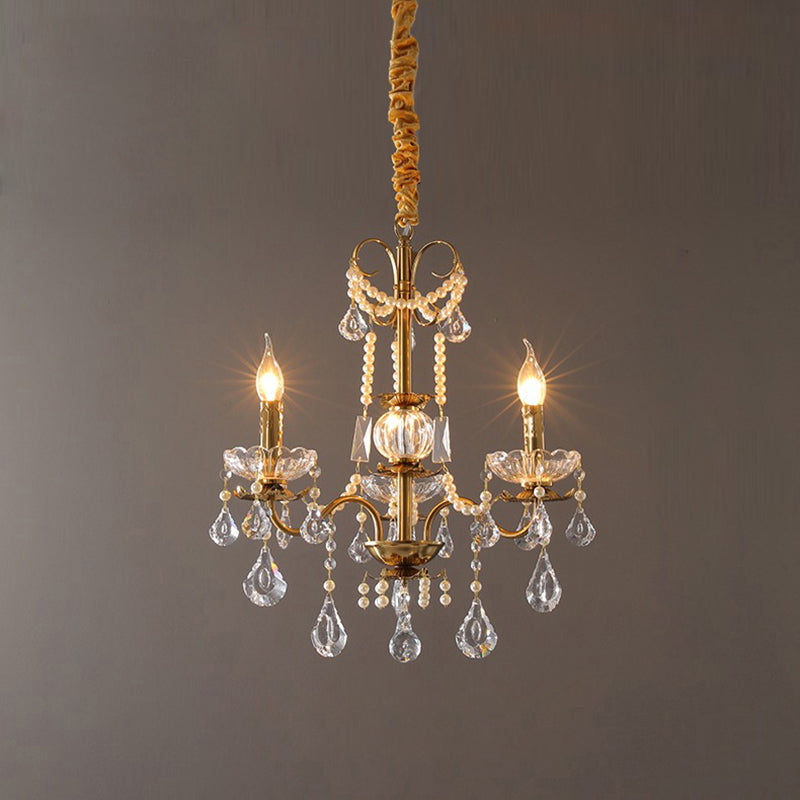 Traditional French Candelabra Flower Iron Crystal 3/6/8 Light Chandelier for Living Room