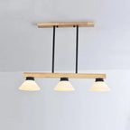Nordic Solid Wood Cone Glass Shade 3/4 Light Island Light Chandelier BulbSquare