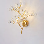 Modern Luxury Crystal Floral Branch Iron 3-Light Wall Sconce Lamp For Living Room