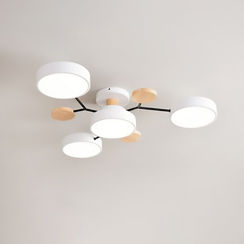 Contemporary Scandinavian Round Molecule Branch Design LED Semi-Flush Mount Ceiling Light For Living Room Lumendat