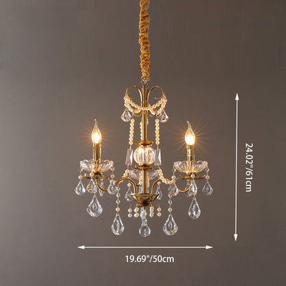 Traditional French Candelabra Flower Iron Crystal 3/6/8 Light Chandelier for Living Room