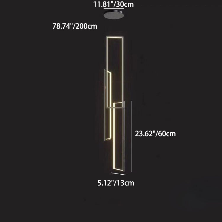 Modern Minimalist Iron Aluminum Silica Rectangular Square Ceiling Plate LED Chandelier for Stairway BulbSquare