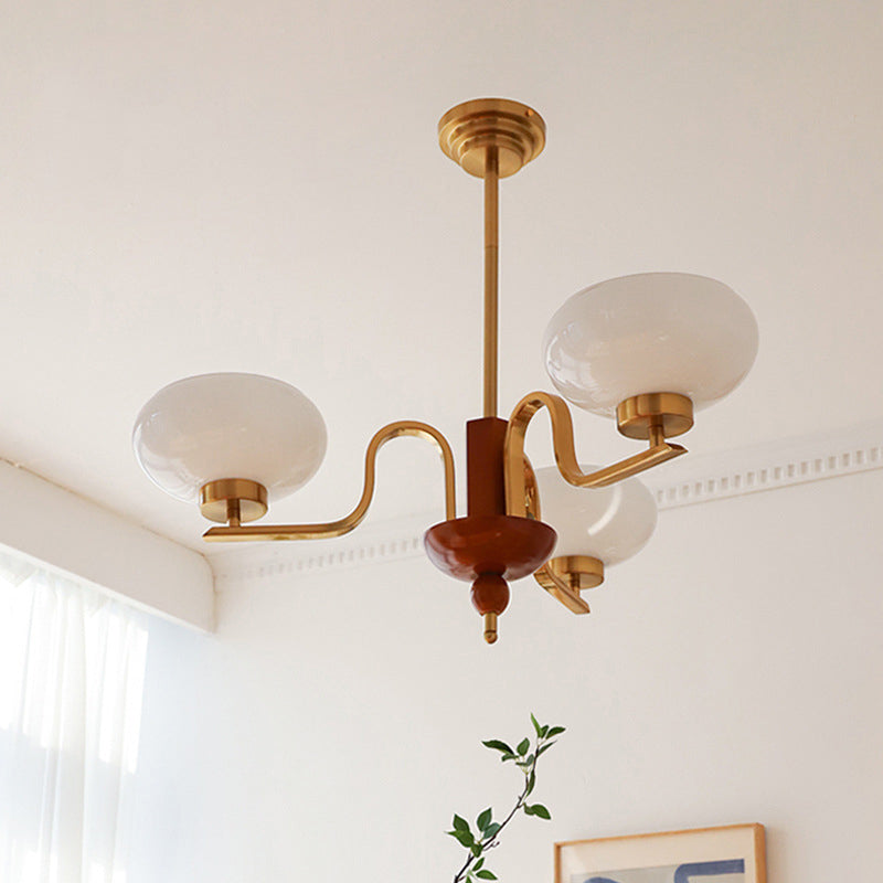 Traditional Vintage Metal Glass Oval Round 3/5 Light Chandeliers for Living Room