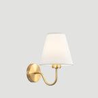 European Minimalist Cone Fabric Curved Arm 1-Light Wall Sconce Lamp