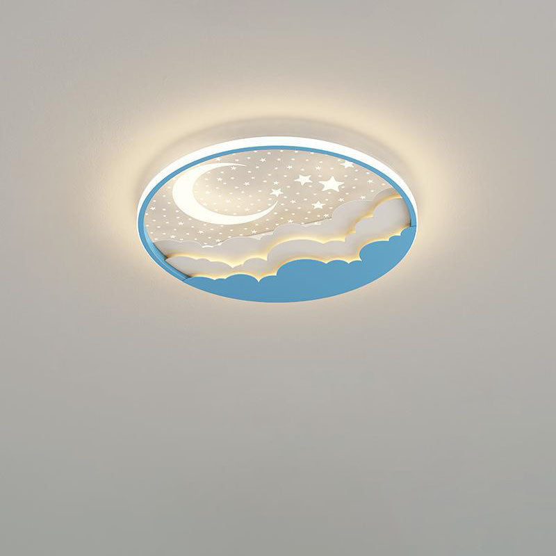 Lumendat Contemporary Creative Cartoon Stars Moon Acrylic LED Kids Flush Mount Ceiling Light For Living Room Lumendat