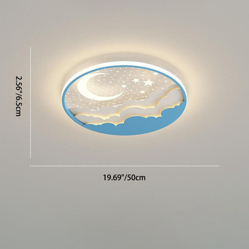 Lumendat Contemporary Creative Cartoon Stars Moon Acrylic LED Kids Flush Mount Ceiling Light For Living Room Lumendat