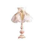 Contemporary Scandinavian Sculpted Floral Resin Iron Metal Fabric 1-Light Table Lamp For Bedroom Lumendat