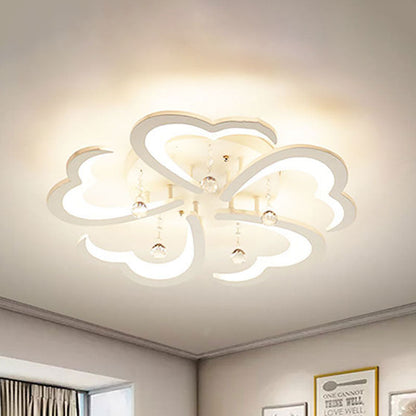 Modern Minimalist Petal Hardware Acrylic Crystal LED Semi-Flush Mount Ceiling Light For Living Room