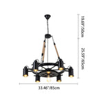 Contemporary Industrial Retro Gear Wrought Ion Hemp Rope 7/9/11-Light Chandelier For Living Room Lumendat
