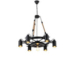 Industrial Retro Gear Wrought Ion Hemp Rope 6/8/10-light Chandelier Lumendat