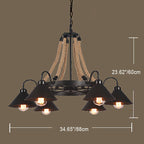 Industrial Rope 6/8/10-light Metal Cone Shade Chandeliers BulbSquare