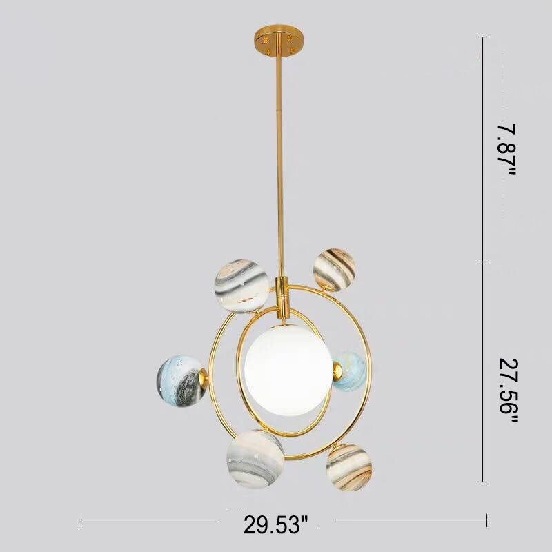 Lumendat Nordic Creative Glass Planet Plating Ring 7-Light Kids Chandelier Lumendat
