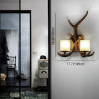 Traditional Vintage Resin Iron Antler 1/2 Light Wall Sconce Lamp For Hallway