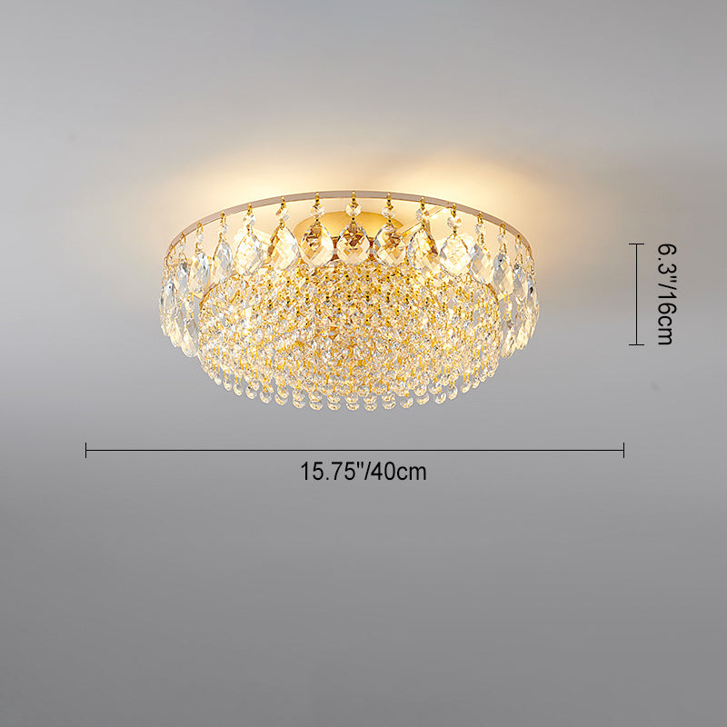 Modern Luxury Circle Iron Crystal 4/6/8/10 Light Flush Mount Ceiling Light For Living Room Lumendat