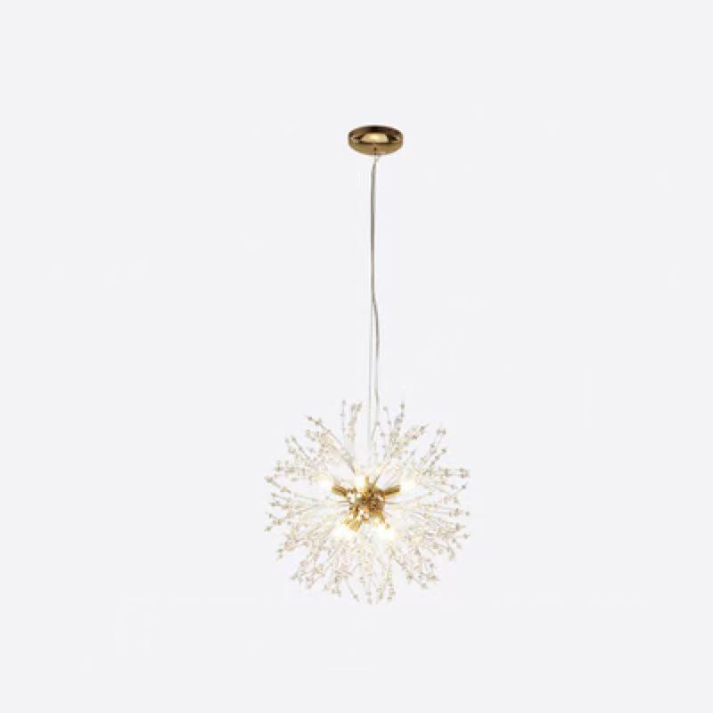 Contemporary Scandinavian Dandelion Metal Crystal 8/9/12/16 Light Chandelier for Bedroom