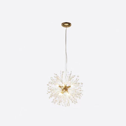 Contemporary Scandinavian Dandelion Metal Crystal 8/9/12/16 Light Chandelier for Bedroom