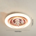 Lumendat Contemporary Creative Cartoon Pink Astronaut Unicorn Round Acrylic Resin LED Flush Mount Ceiling Light For Bedroom Lumendat