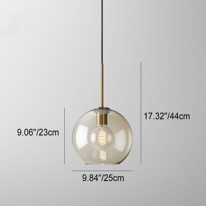 Contemporary Nordic Iron Glass Round Geometric Jar 1-Light Pendant Light For Living Room & Bedroom Lumendat