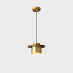 Nordic Luxury Walnut Brass Column 1-light Pendant Light