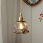 Modern Eclectic Amber Brass Glass Geometric Jar 1-light Pendant Light for Living Room BulbSquare