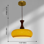 Contemporary Retro Wood Iron Glass Drum Round 1-light Pendant Light for Dining Room BulbSquare