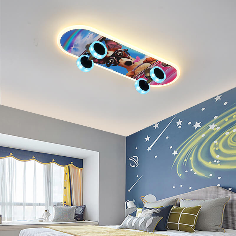 Lumendat Creative Cartoon Skateboard Acrylic LED Kids Flush Mount Ceiling Light Lumendat