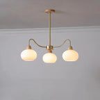 Nordic Japanese Glass Round Wood 3/6/8 Light Chandelier Lumendat