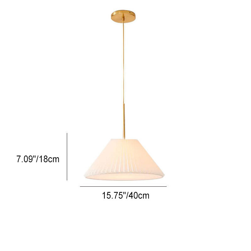 Contemporary Scandinavian Pleated PVC Fabric Hardware Drum Cone 1-Light Pendant Light for Living Room Lumendat