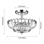 Contemporary Scandinavian Umbrella Iron Acrylic 3-Light Semi-Flush Mount Ceiling Light For Living Room