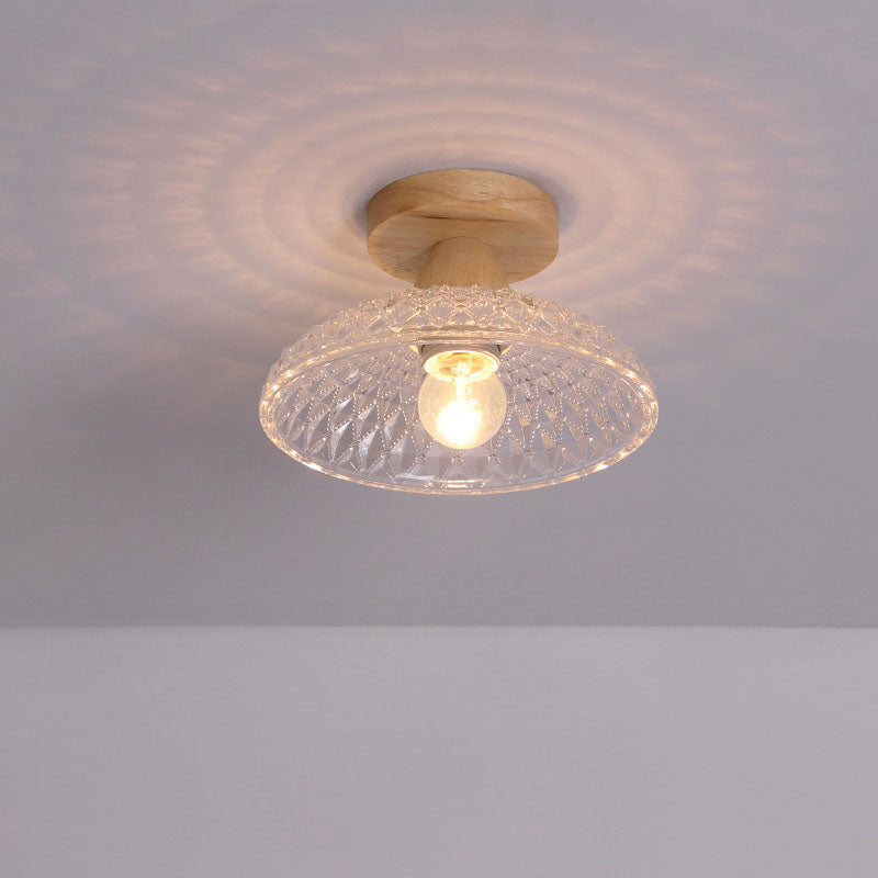 Japanese Minimalist Log Glass 1-light Semi-flush Mount Light