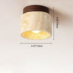 Modern Minimalist Cylinder Oval Dish Yellow Travertine 1-light Semi-flush Mount Ceiling Light for Living Room