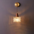 Japanese Walnut Glass  Copper Cylinder 1-Light Wall Sconce Lamp