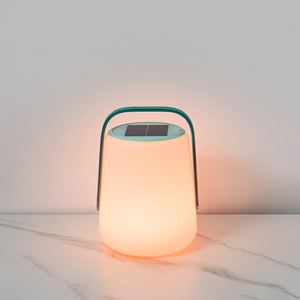 Modern Minimalist Solar Waterproof Leather PE Cylinder Striped Lantern Portable LED Landscape Lighting Outdoor Light For Outdoor Patio Lumendat