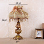 European Vintage Fabric Tassel Resin Court 1-Light Table Lamp Lumendat