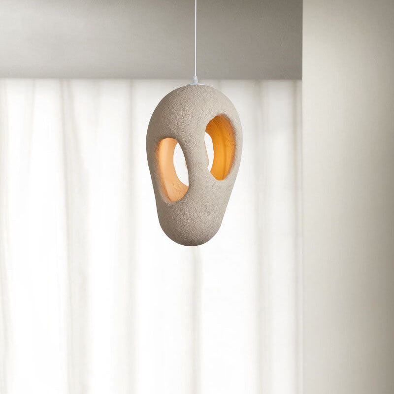 Japanese Wabi-sabi Resin Geometric Circle 1-light Pendant Light BulbSquare