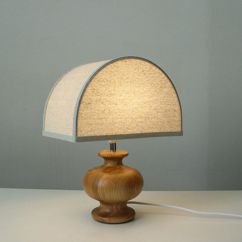 Japanese Wabi-sabi Vintage Solid Wood Fabric 1-Light Table Lamp Lumendat