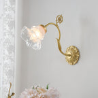 Traditional French Glass Flower Copper 1-Light Wall Sconce Lamp For Living Room Lumendat