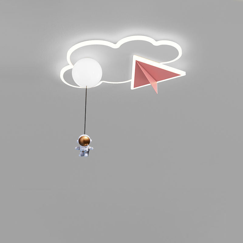 Lumendat Contemporary Creative Kids Iron Acrylic Plane Cloud Astronaut LED Flush Mount Ceiling Light For Bedroom Lumendat